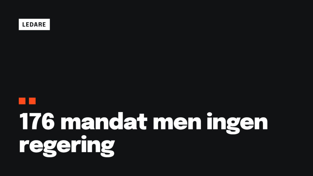 Texten ”176 mandat men ingen regering” på enfärgad platta.